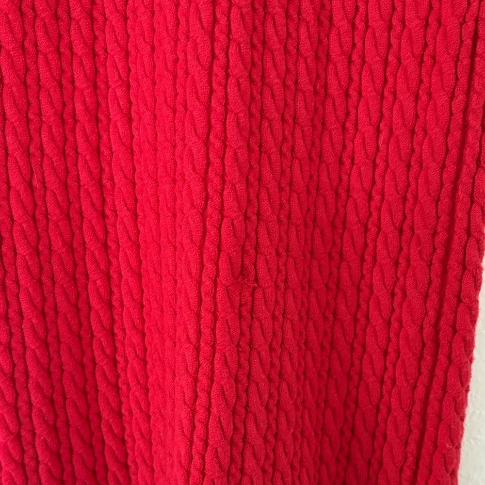 Alice + Olivia Yuna Cable Knit Mini Dress Bright Poppy Long Sleeve - Picture 3 of 10
